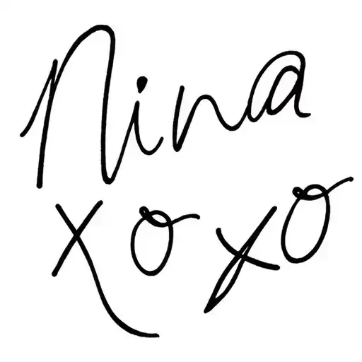 the words nina and xoxo below it in cursive tattoo design idea