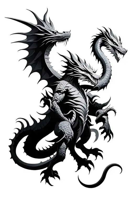 warrior and dragon tattoo design idea