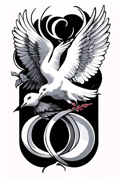 infinity symbol with a dove carrying tattoo design idea