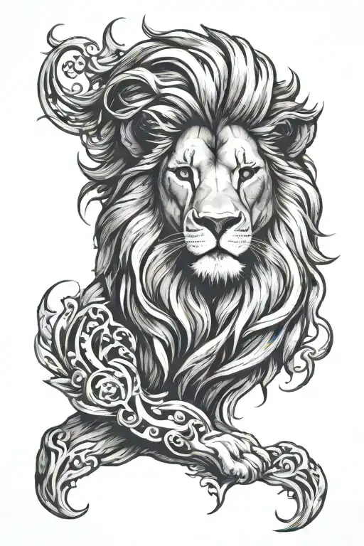 A lion's head with a heart-shaped mane, symbolizing the fierce loyalty and love for family tattoo design idea