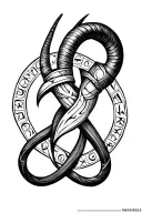 viking runes intertwined with Capricorn zodiac signs and da vinci renaissance  tattoo design idea