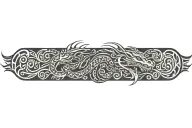 tribal pattern upper arm band dragon breathing fire tattoo design idea
