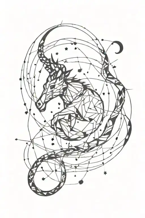 capricorn constellation intertwined tattoo design idea