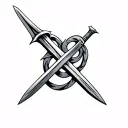 Welsh sword intertwined tattoo design idea