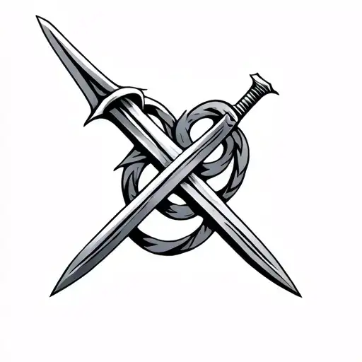 Welsh sword intertwined tattoo design idea