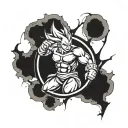 majin buu symbol mixed with planet vegeta symbol incorporated tattoo design idea