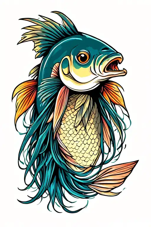 mullet fish tattoo design idea
