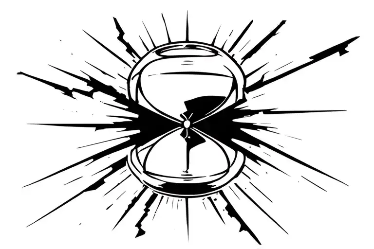broken hourglass tattoo design idea
