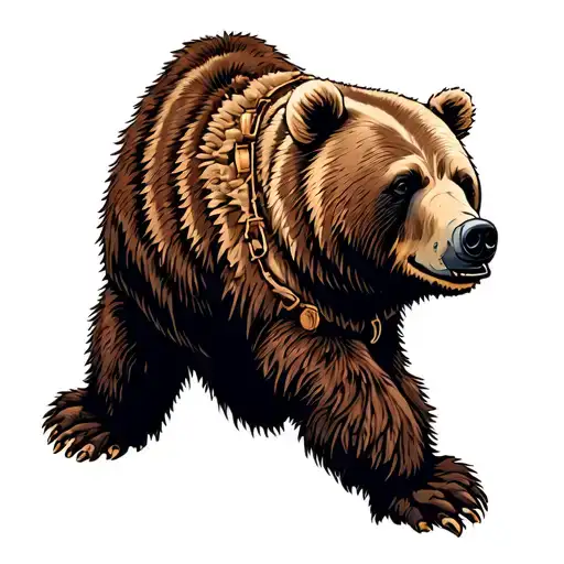 kodiak brown bear working with the United States Coast Guard aids to navigation buoys  tattoo design idea
