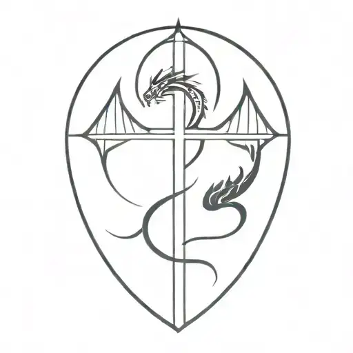 cross with dragon  tattoo design idea
