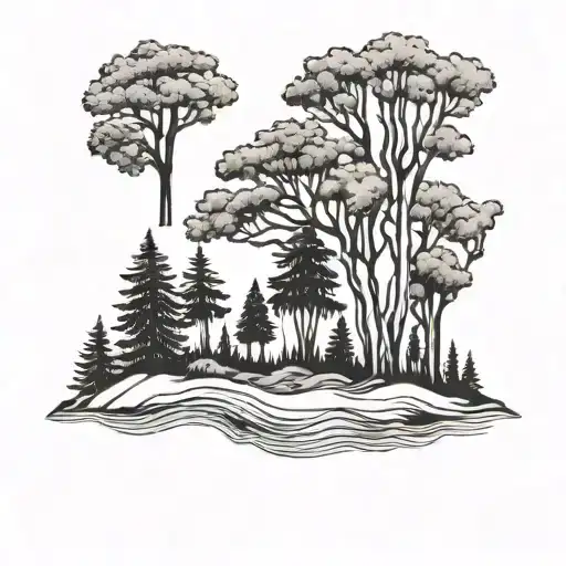 wisconsin outline with trees tattoo design idea