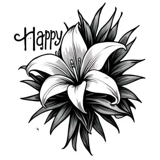 easter Lily cross words happy easter tattoo design idea