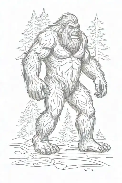 Bigfoot walking tattoo design idea