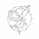 A constellation of Aries symbol intertwined with a pencil and apple, symbolizing teaching and education tattoo design idea