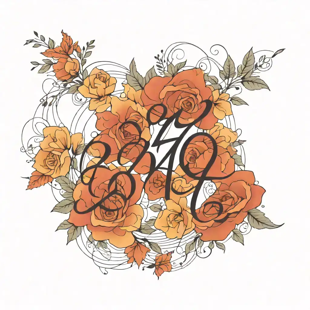 Design a minimalist tattoo featuring a combination of numbers and cursive text. The focal point is the number '24' in bold, modern black ink, with clean, geometric lines. Above the number, the word 'August' is written in delicate, cursive handwriting, overlapping the number slightly to create a layered effect. The tattoo is placed on the upper arm, near the bicep, and includes a small 'th' at the top right of the number to indicate '24th.' The overall design is simple yet elegant, with a balance between bold and delicate elements tattoo design idea