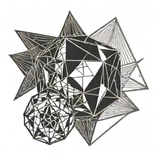 icosahedron and sunrays tattoo design idea