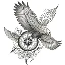 abstract Wings and Compass: An eagle’s wings combined with a compass tattoo design idea
