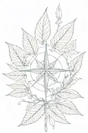 compass rose alder tree leaf and willow leaf tattoo design idea