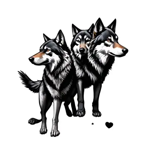 libra zodiac sign and add three wolf pack roaming tattoo design idea
