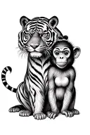 tiger dad and monkey daughter chinese zodiac tattoo design idea
