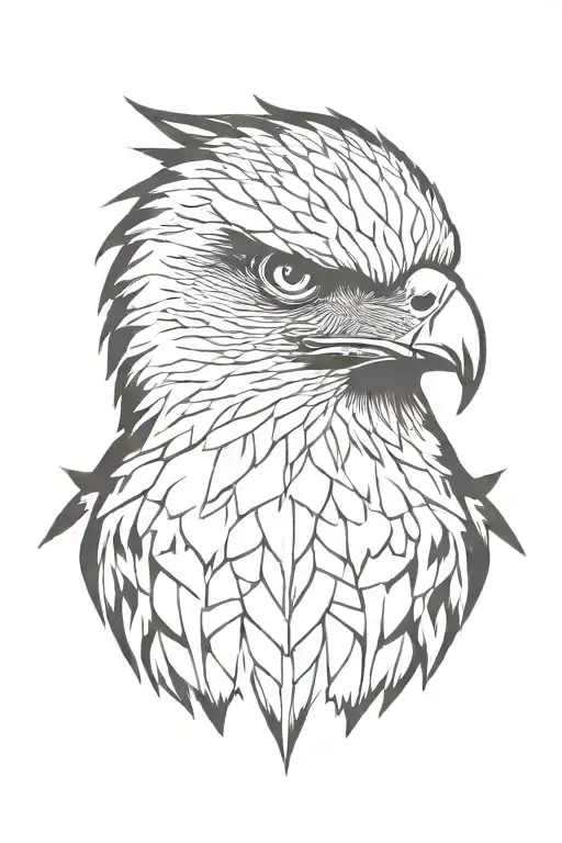 Hawk eyes fused tattoo design idea