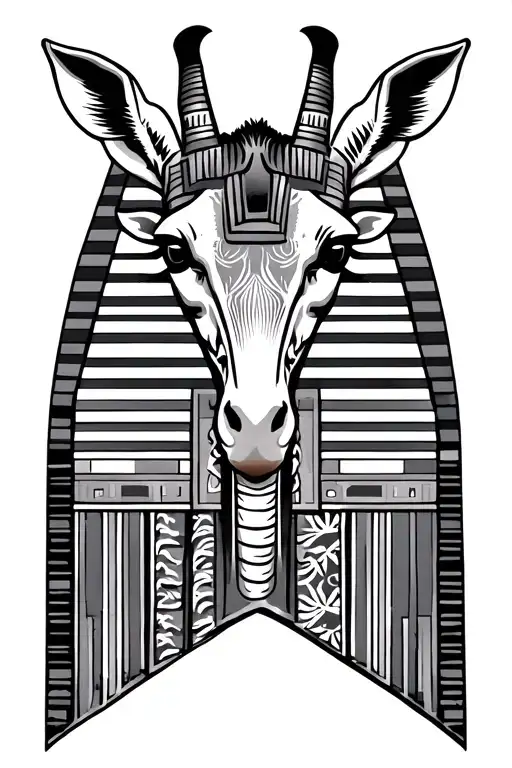 art deco egyption style pattern in the shape of a giraffe tattoo design idea