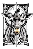 art deco egyption style pattern in the shape of a giraffe tattoo design idea