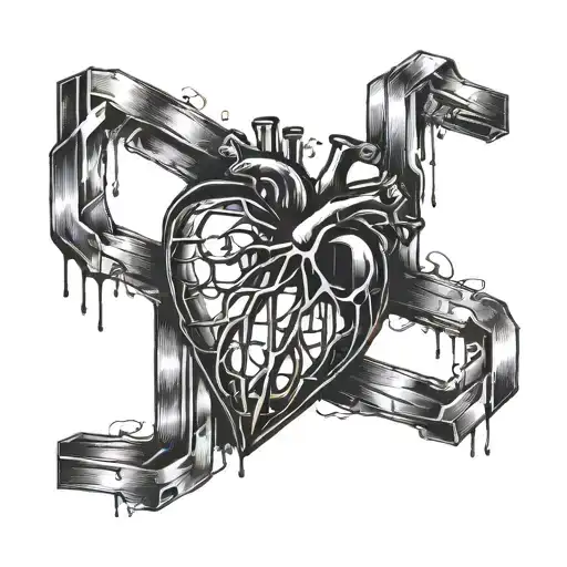 black dissinigrating heart shape in a prison cell   tattoo design idea