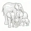 2 parent and 3 baby elephants holding trunks tattoo design idea