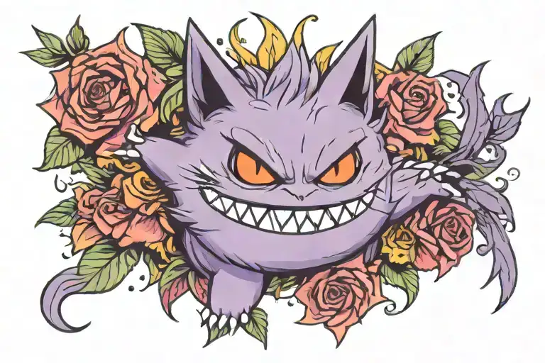 gengar, ghibli, libra, aesthetic, goth girl tattoo design idea