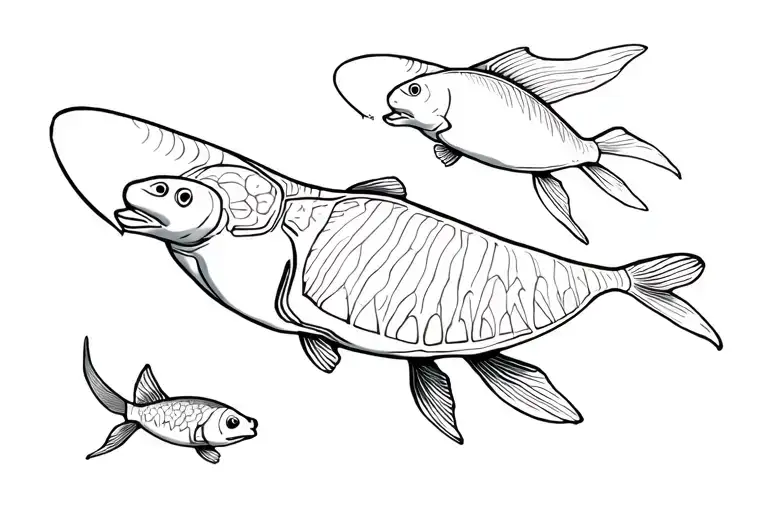 Manta Ray Turtles and Pes Koi tattoo design idea