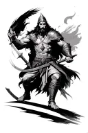 Persian warrior wielding a sword tattoo design idea