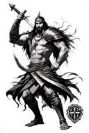 Persian warrior wielding a sword tattoo design idea