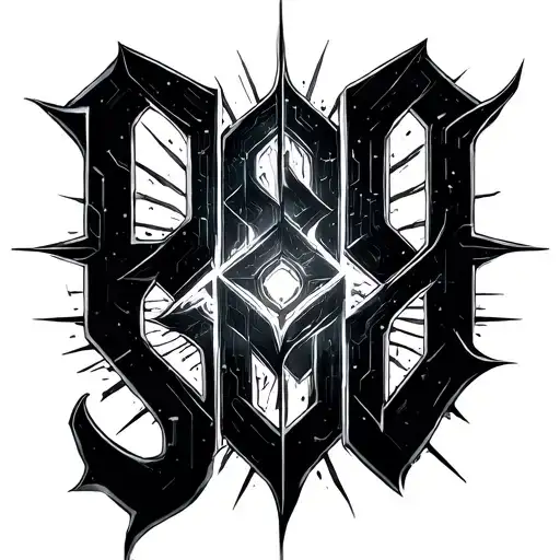 Cyber Sigilism Text tattoo design idea