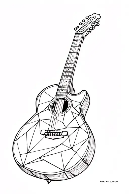 geometric guitar tattoo design idea