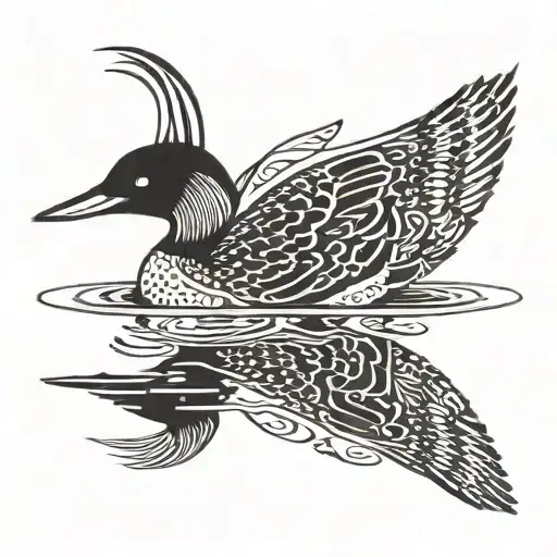 common loon gracefully gliding tattoo design idea