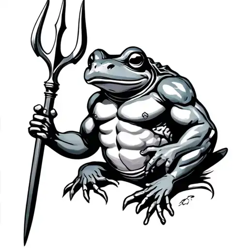frogman with trident tattoo design idea
