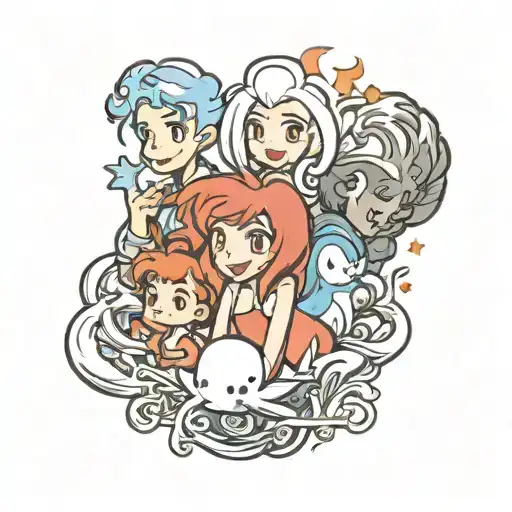 casper , wendy and hot stuff tattoo design idea