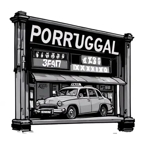 bar with taxi number in Portugal, along with crochet needles tattoo design idea