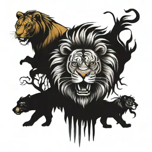 lion, tiger, bear, Indian tattoo design idea