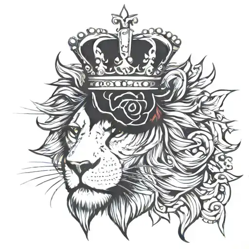 lion wearing a crown tattoo design idea