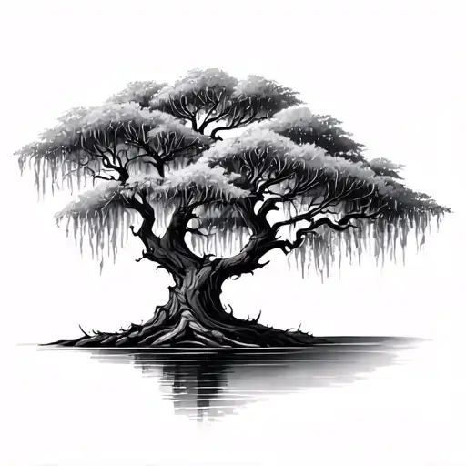 weeping willow tree tattoo design idea
