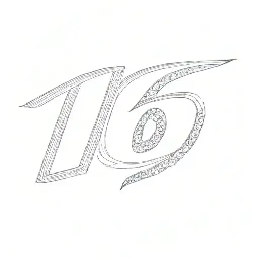 number 16 in japanese style tattoo design idea