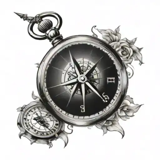 Florida state I-95 Desiree money time gamble compass tattoo design idea