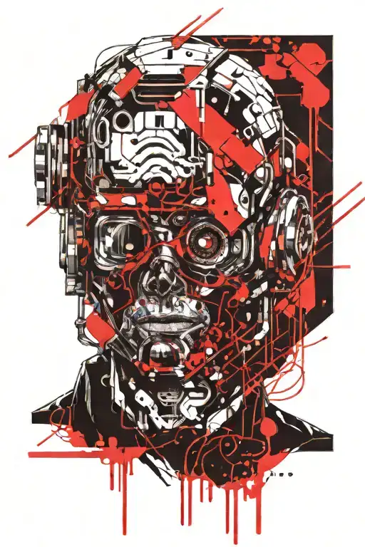 cyberwar hacker future techno cyber punk tattoo design idea