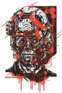 cyberwar hacker future techno cyber punk tattoo design idea