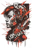 cyberwar hacker future techno cyber punk tattoo design idea