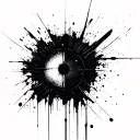 dark abstract, expressive blackwork, raw brush strokes cyber tattoo design idea