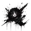 dark abstract, expressive blackwork, raw brush strokes cyber tattoo design idea