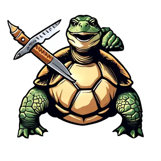 navy shellback turtle with muscles holding a scalpel tattoo design idea